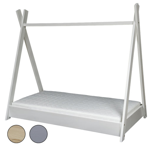 Teepee tent wooden bed + ECO mattress set 160x80