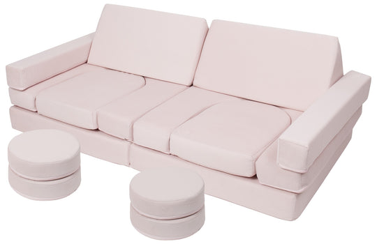 Modular sofa bed, multifunctional foam blocks, car with steering wheel
