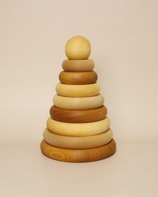 Houten ronde Piramide  / Stapeltoren - Naturel