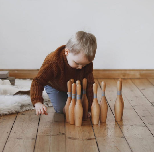 Houten bowlingkegels - natuurlijk