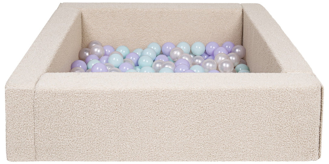 Square bouclé ball pit with 200 balls, 5 elements