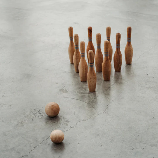 Houten bowlingkegels - natuurlijk