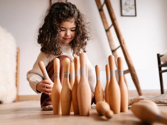 Houten bowlingkegels - natuurlijk