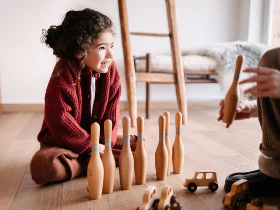 Houten bowlingkegels - natuurlijk
