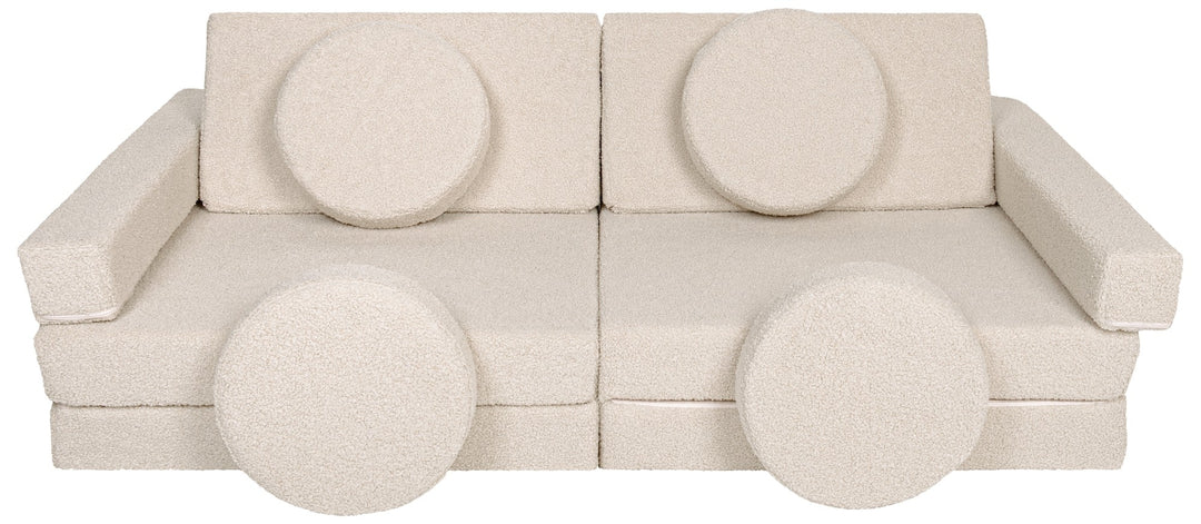 Bouclé modular kids sofa, foam blocks