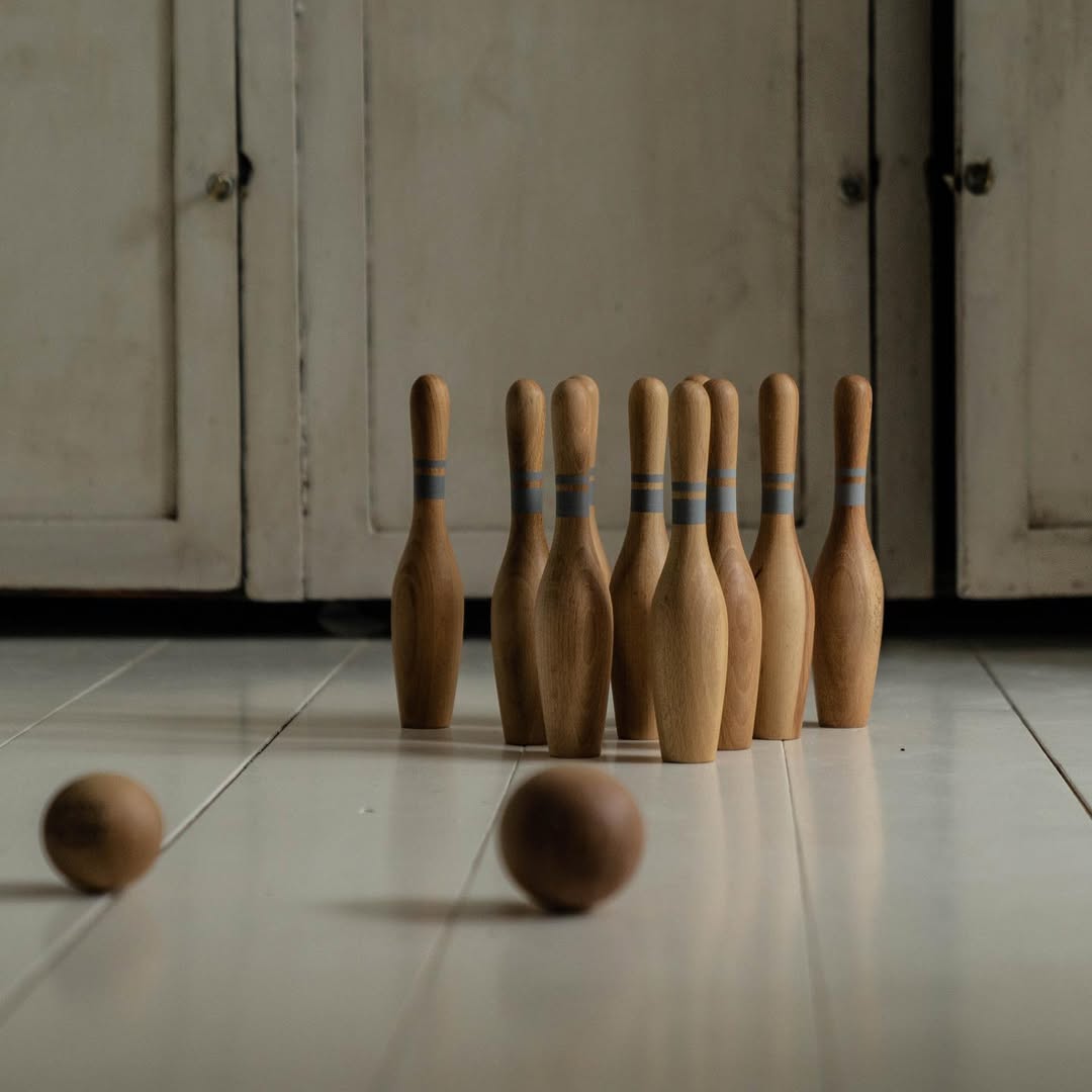 Houten bowlingkegels - natuurlijk