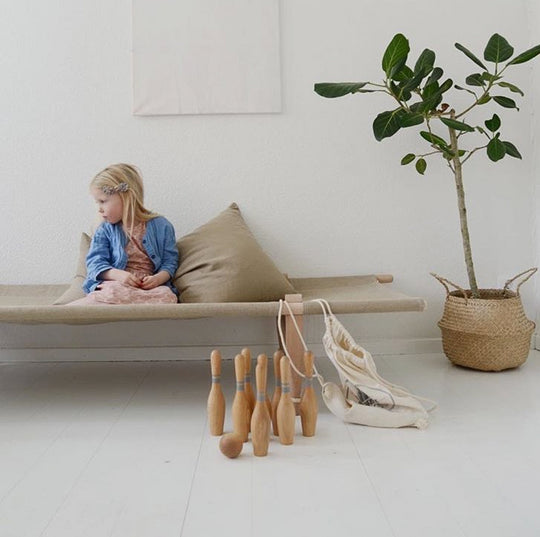 Houten bowlingkegels - natuurlijk