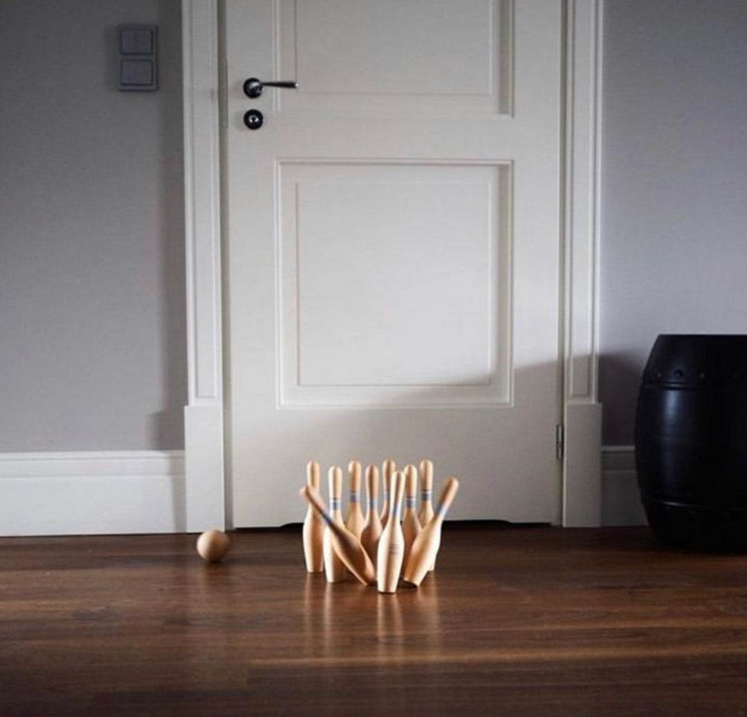 Houten bowlingkegels - natuurlijk