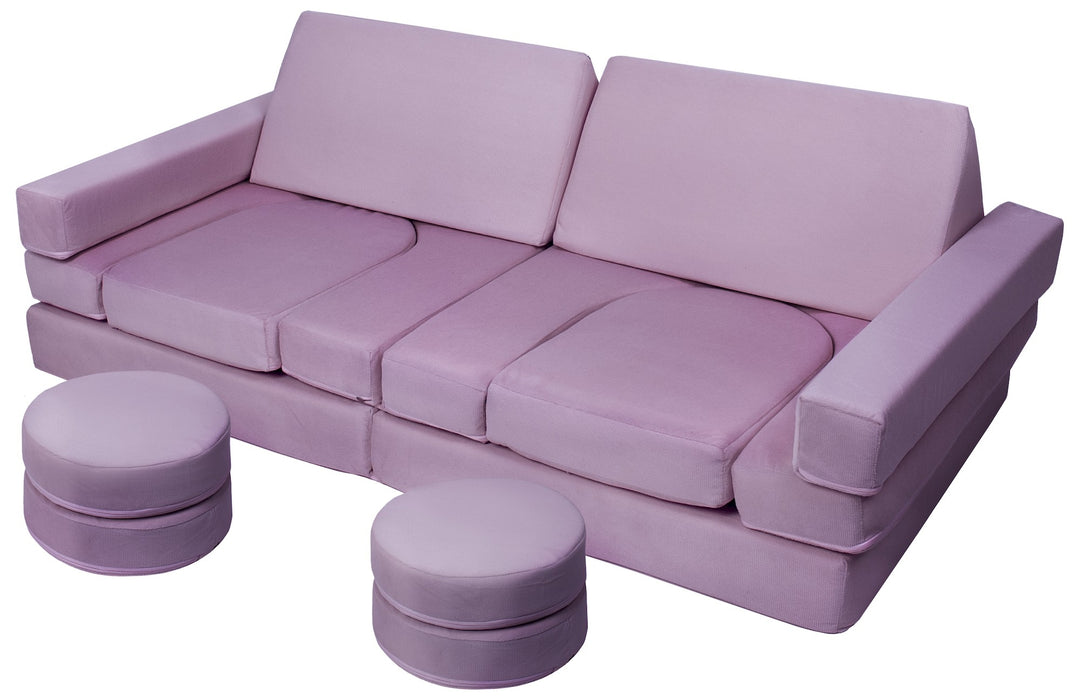 Modular sofa bed, multifunctional foam blocks, car with steering wheel