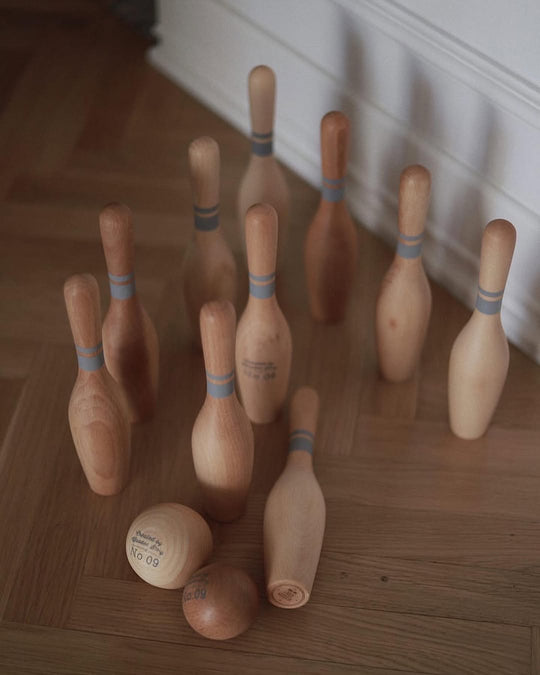 Houten bowlingkegels - natuurlijk