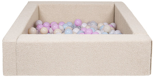 Square bouclé ball pit with 200 balls, 5 elements