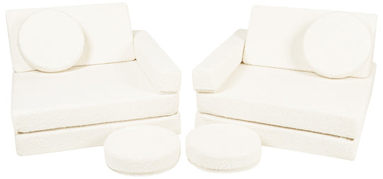 Bouclé modular kids sofa, foam blocks