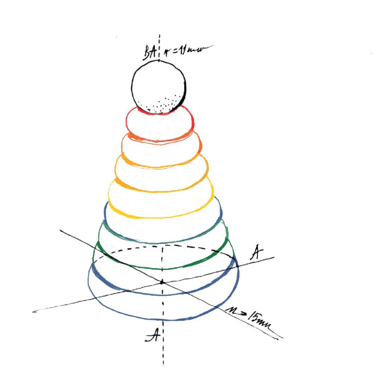 Houten ronde Piramide / Stapeltoren - Kleurrijk - Rainbow
