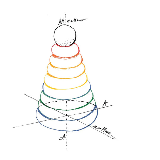Houten ronde Piramide / Stapeltoren - Kleurrijk - Rainbow