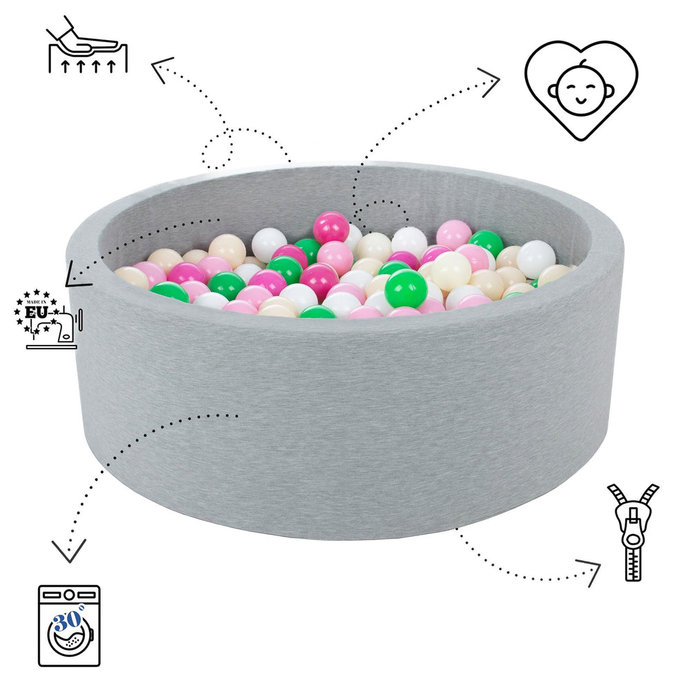 Soft Jersey ball pit with 1200 balls, diameter 125 cm
