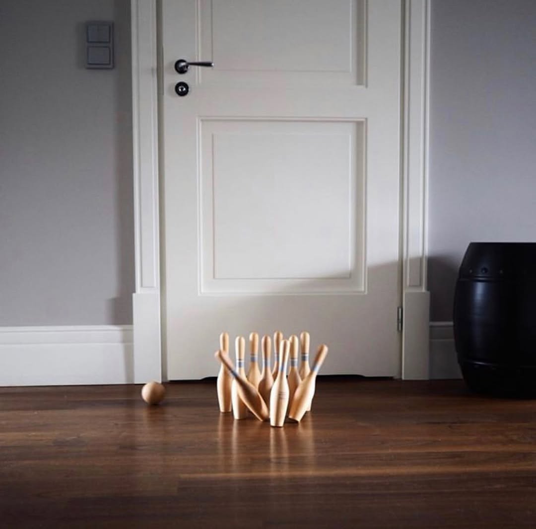 Houten bowlingkegels - natuurlijk