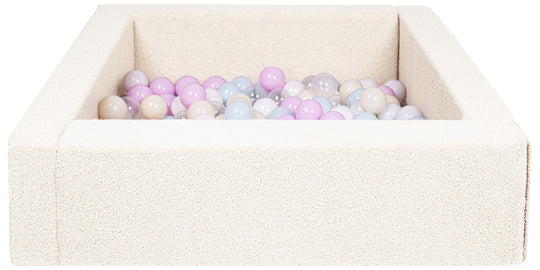 Square bouclé ball pit with 200 balls, 5 elements