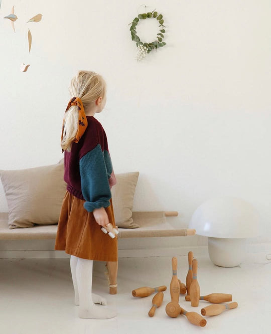 Houten bowlingkegels - natuurlijk
