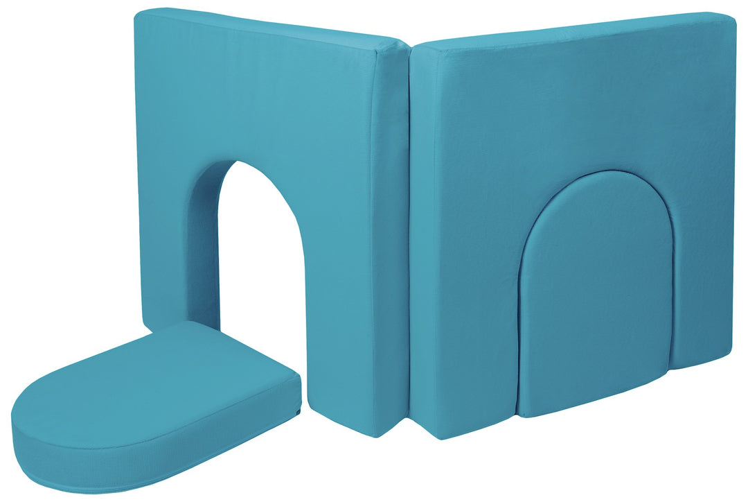 Modular sofa bed, multifunctional foam blocks, car with steering wheel
