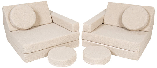Bouclé modular kids sofa, foam blocks