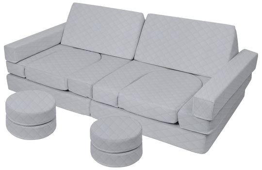 Modular sofa bed, multifunctional foam blocks, car with steering wheel