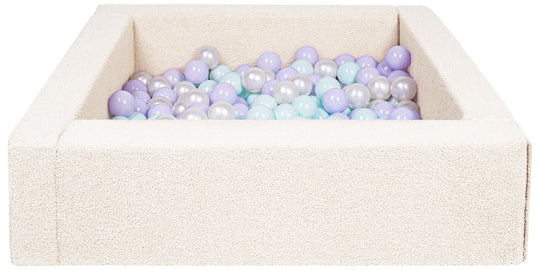 Square bouclé ball pit with 300 balls, 5 elements