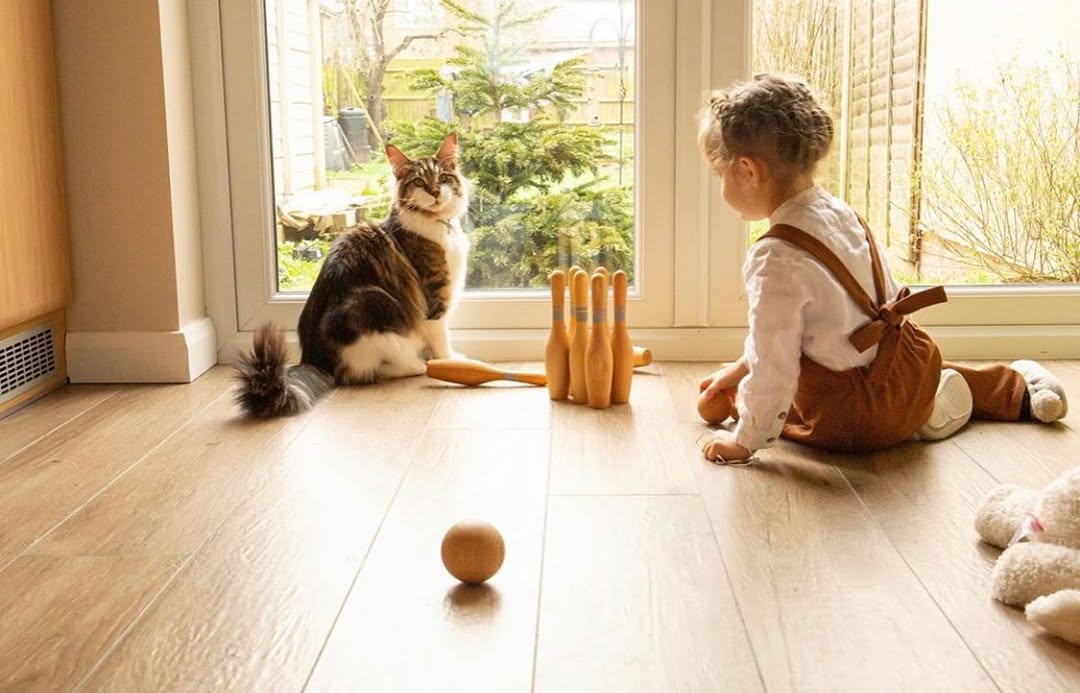 Houten bowlingkegels - natuurlijk