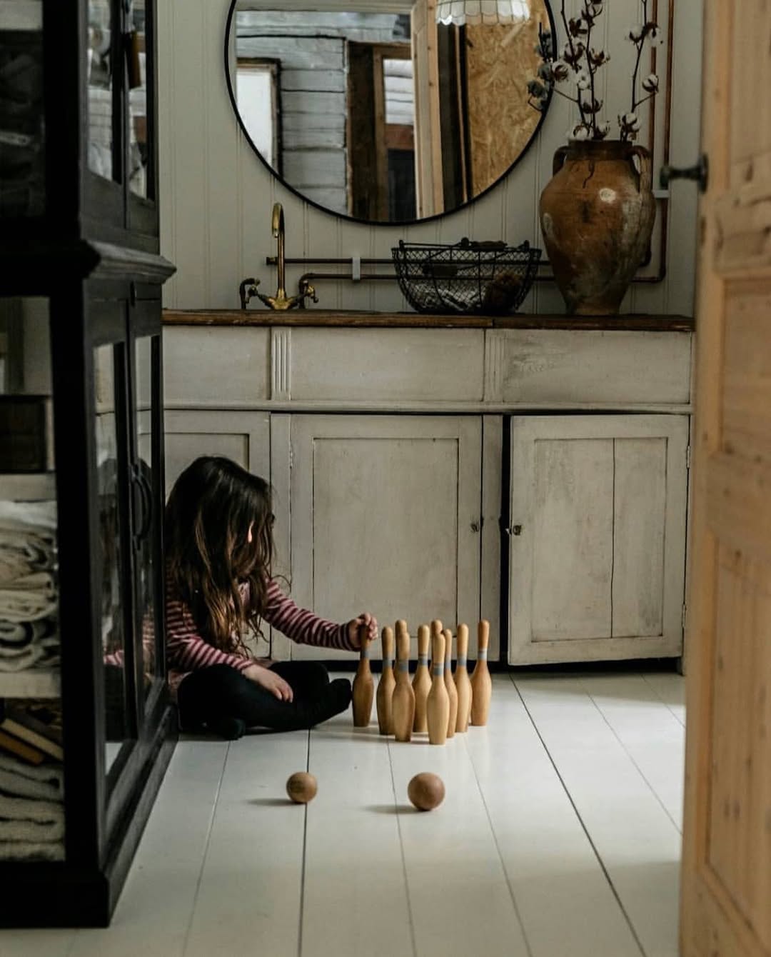 Houten bowlingkegels - natuurlijk