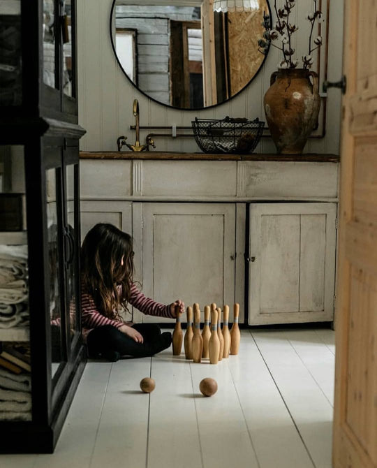 Houten bowlingkegels - natuurlijk