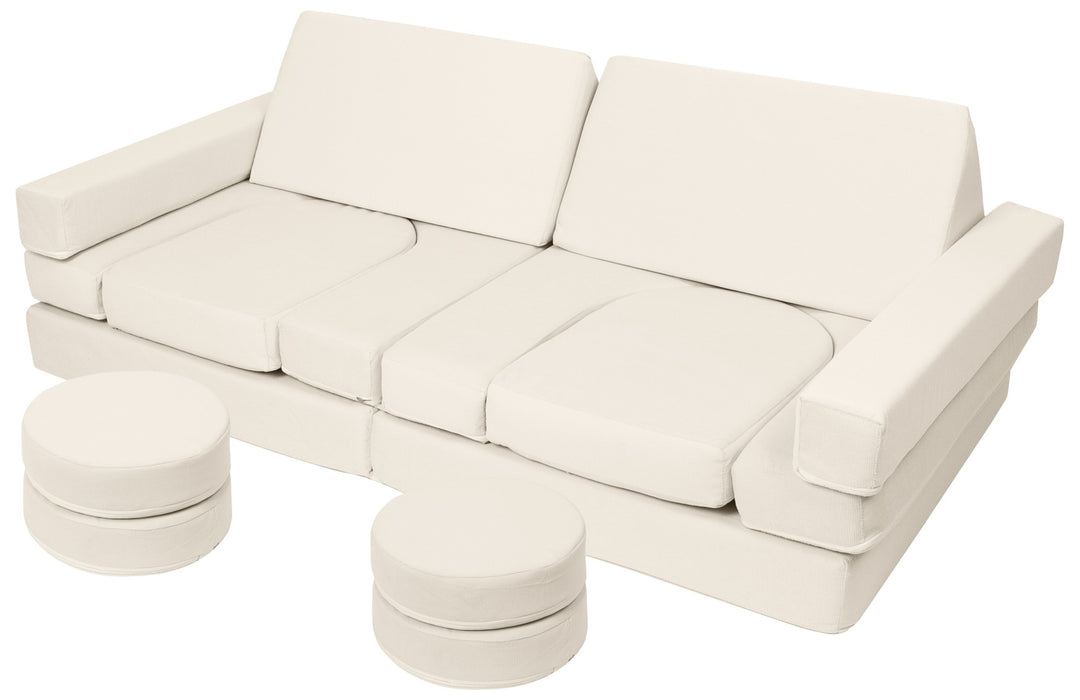 Modular sofa bed, multifunctional foam blocks, car with steering wheel