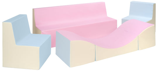 Kids furniture set: 2xarmchair + sofa + lounger, eco leather