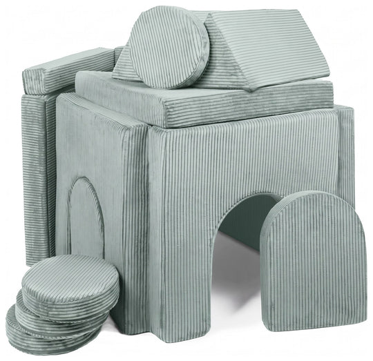 Modular sofa bed, multifunctional foam blocks, car with steering wheel