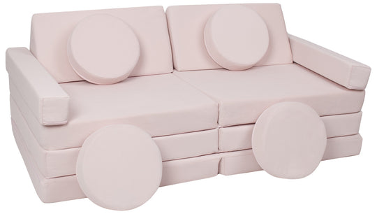 Modular sofa bed, multifunctional foam blocks, car with steering wheel