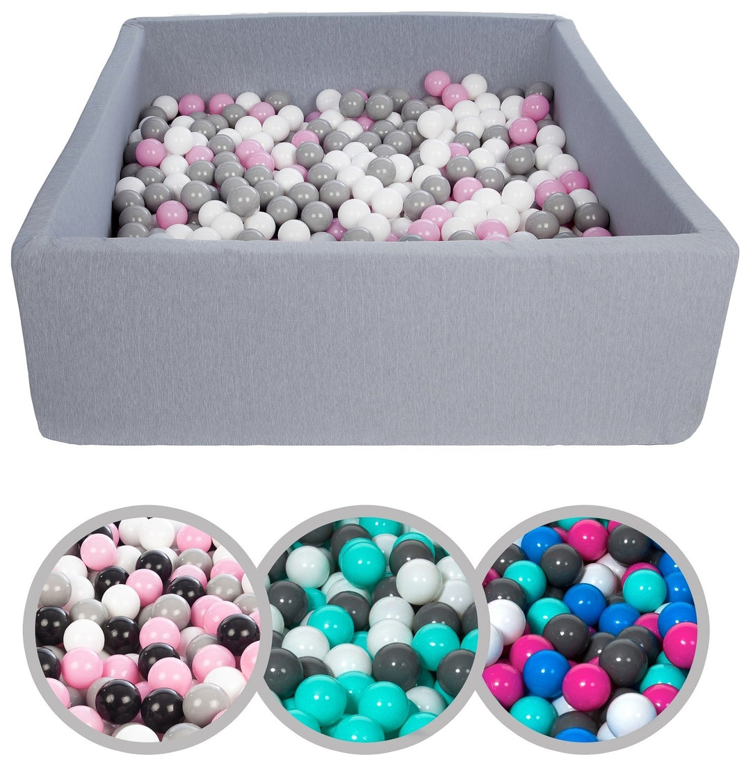 Soft Jersey ball pit with 600 balls, 120x120 cm