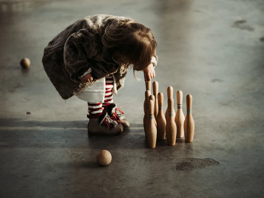 Houten bowlingkegels - natuurlijk