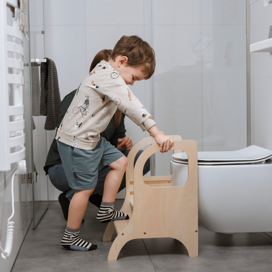 MIIMO® Adjustable Height Step Stool - Natural Wood