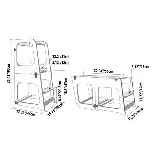 Transformable Kitchen Tower / Table &amp; Chair