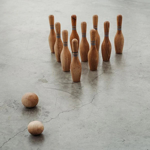 Houten bowlingkegels - natuurlijk