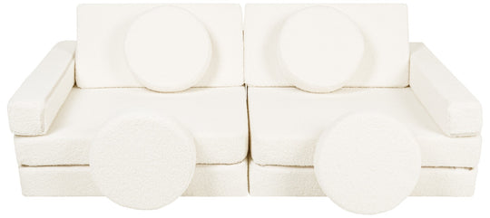 Bouclé modular kids sofa, foam blocks