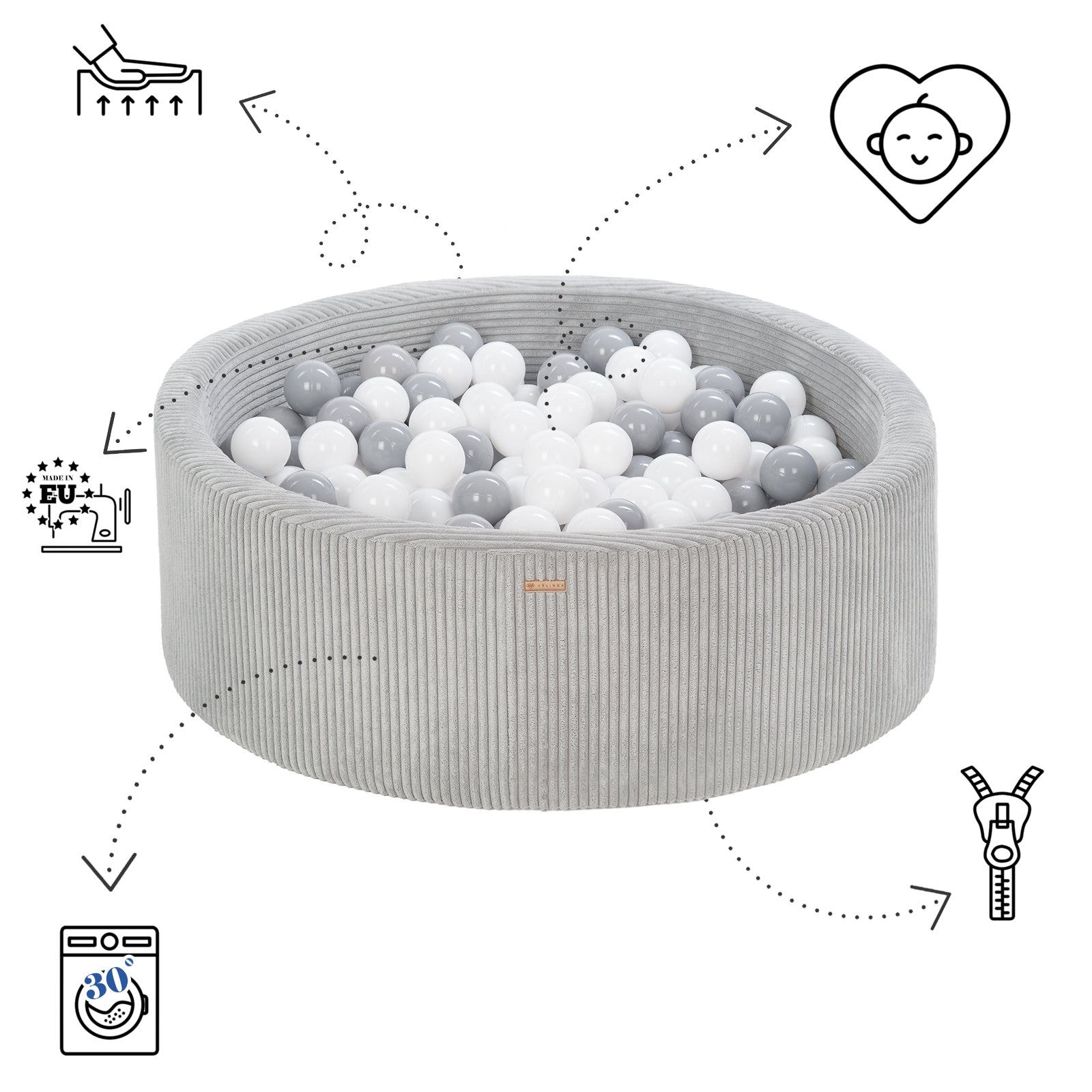 Ball pit + 300 balls, corduroy fabric