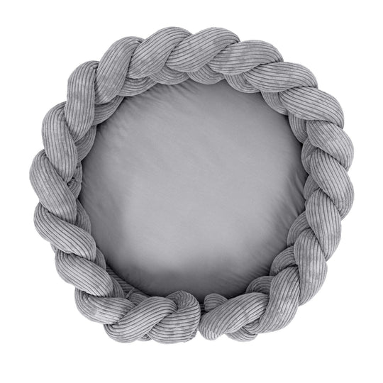 Baby Nest &amp; Play Mat With Crib Bumper Braid - Grey