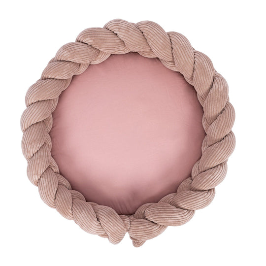 Baby Nest &amp; Play Mat With Crib Bumper Braid - Powder Pink