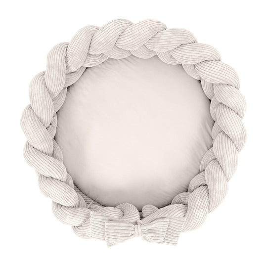 Baby Nest &amp; Play Mat With Crib Bumper Braid - Vanilla