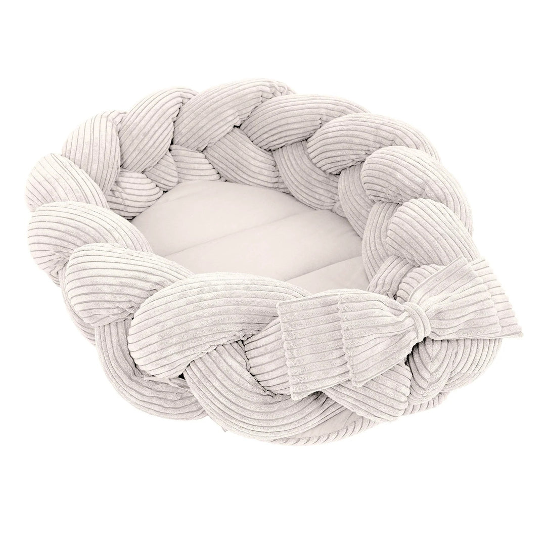 Baby Nest With Braided Bumper - Ecru