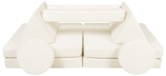 Bouclé modular kids sofa, foam blocks
