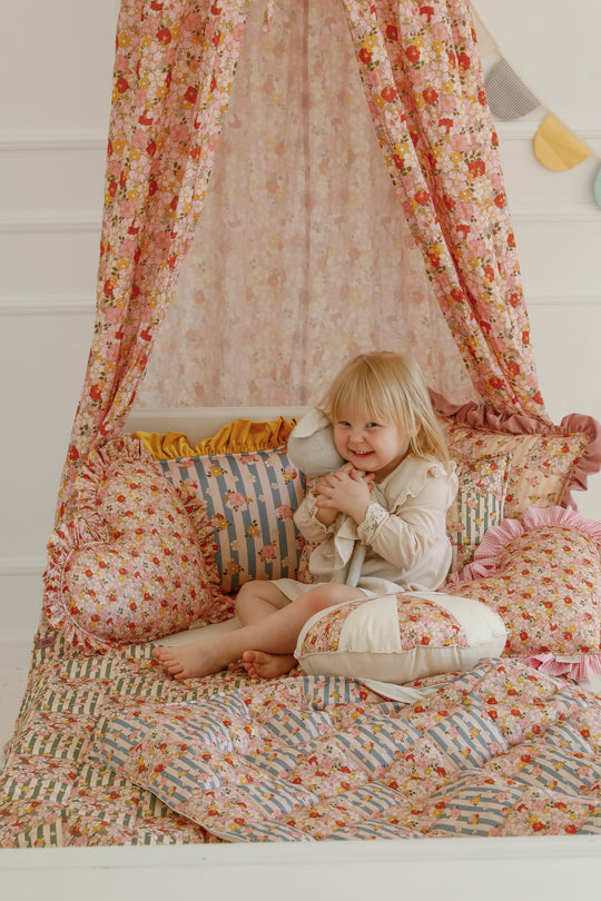 Cotton Quilted Patchwork Blanket + Pillow Set Large - Green Garden