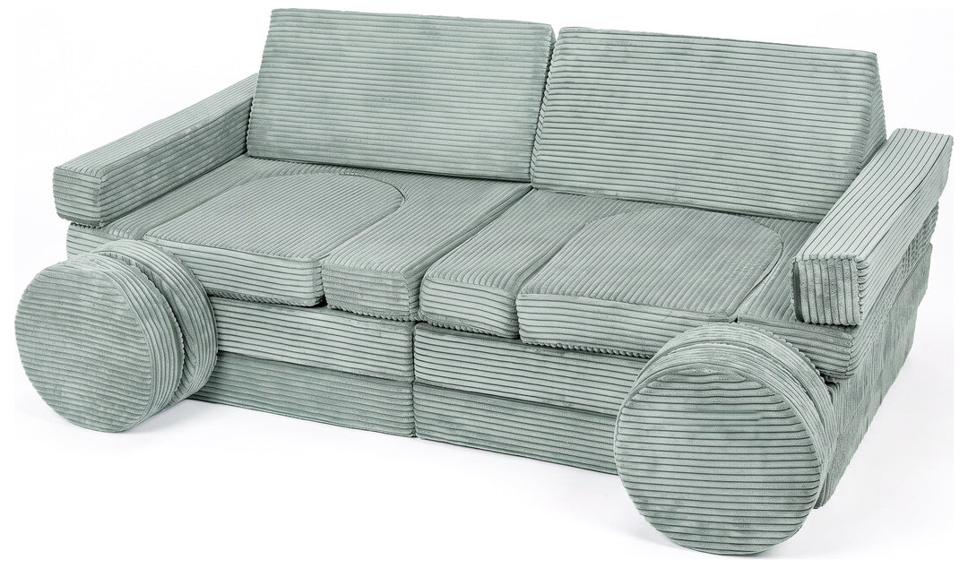 Modular sofa bed, multifunctional foam blocks, car with steering wheel