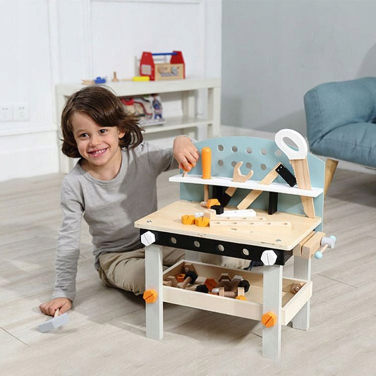 Kleine Houten Werkbank voor Kinderen – 32-delige Set