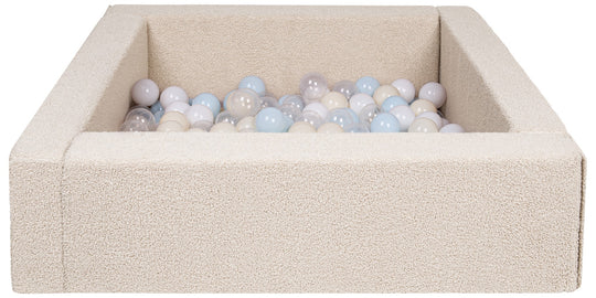 Square bouclé ball pit with 200 balls, 5 elements