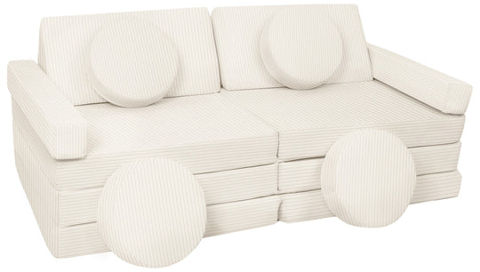 Modular sofa bed, multifunctional foam blocks, car with steering wheel